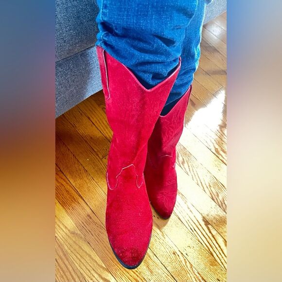 Mimosas Red Suede Women's Cowboy Boots Size 9 - Picture 7 of 7